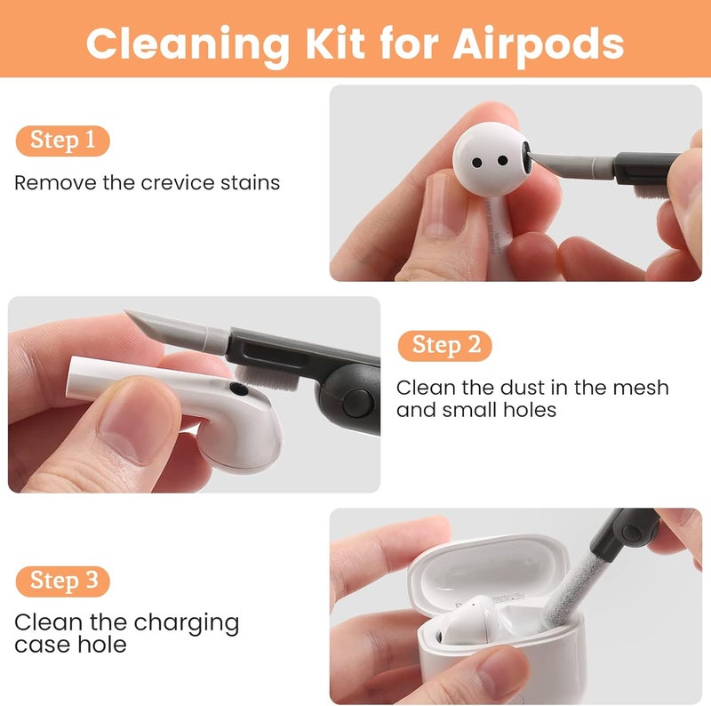 VUBOJO 7 in 1 Electronic Cleaner kit, Cleaning Kit for Monitor Keyboard Airpods MacBook iPad iPhone iPod, Screen Dust Brush Including Soft Sweep, Swipe, Airpod Cleaner Pen, Key Puller and Spray Bottle - Image 3